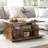 Rectangular Coffee Table with L-shaped Middle Shelf-1074353354