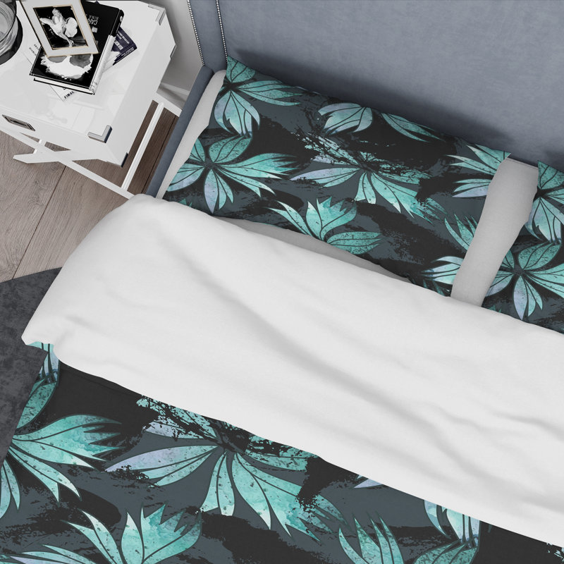 Aquarelle fleurs bleues - ensemble de housse de couette floral - polyester microfibre