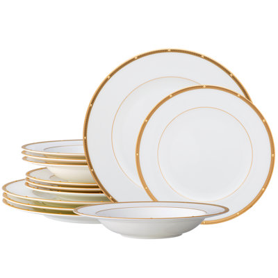 Noritake Rochelle Gold 12-Piece Dinnerware Set, Service For 4