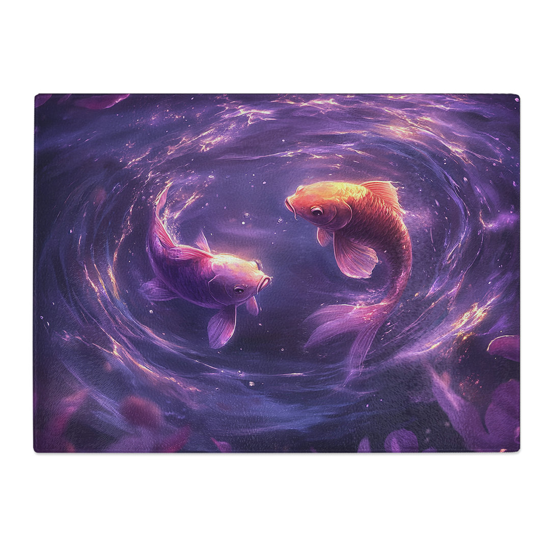 Two Swimming Fish  Glass Chopping Board