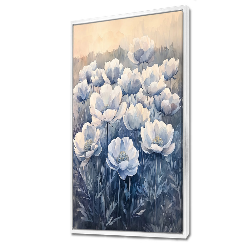 Keppler - Floral Canvas Prints, H 60 po x l 28 po, Reproduction encadrée sans passe-partout, Blanc