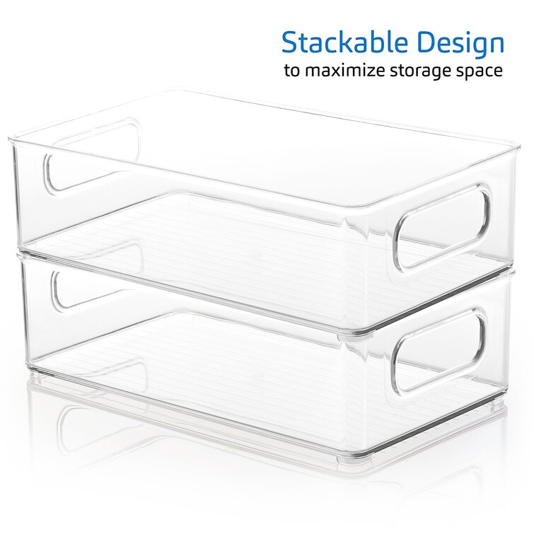 StorageBud Stackable Plastic with Handles Bathroom Storage
