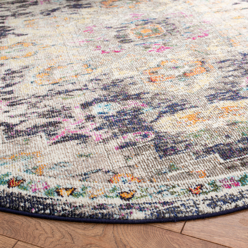 Tapis oriental noir / doré Felty, Rond 5 pi