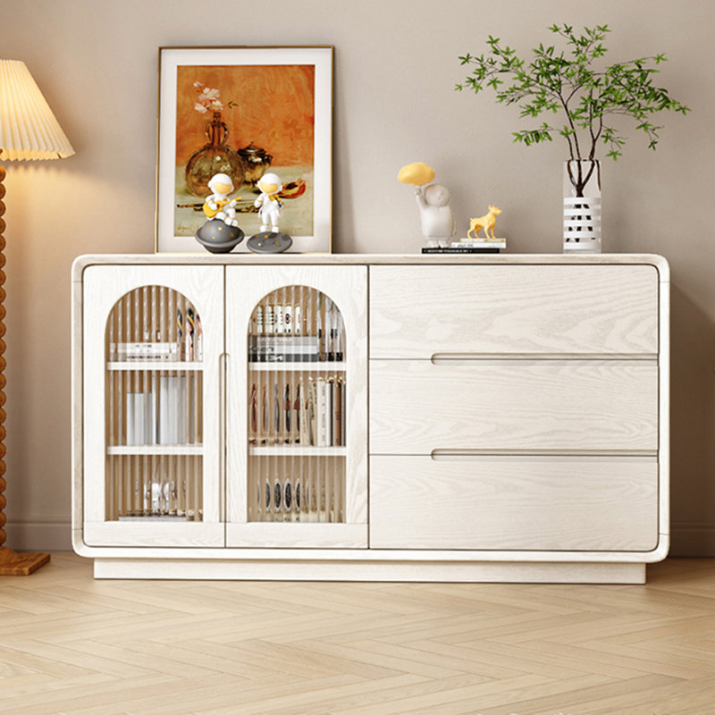 Buffet en bois massif de grande capacité. Buffet 59,05 po, Blanc