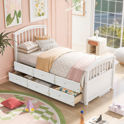 Orisfur. Twin Size Platform Storage Bed Solid Wood Bed With 6 Drawers by Latitude Run