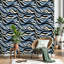Papier peint adhésif autocollant à rayures zébrées noir blanc et bleu, amovible, adhésif mural, pour armoires de cuisine de chambre à coucher 17,7 po x 118 po