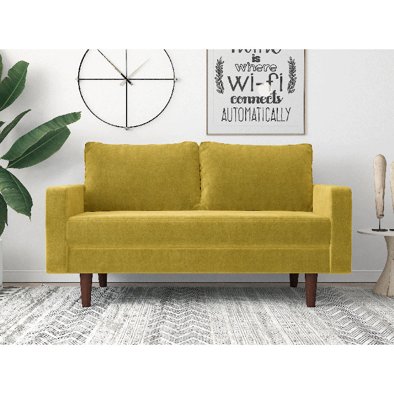 Riendeau 57.8'' Velvet Loveseat, Golden Yellow Velvet