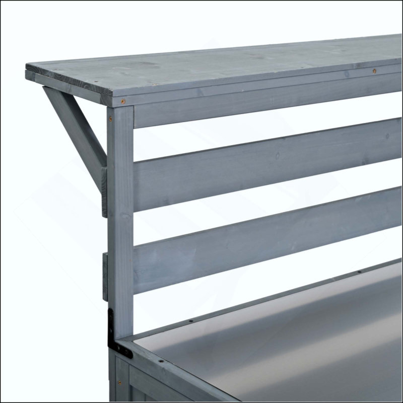 Kitchen Island Solid Wood Kitchen Cart With Stainless Table Top, Garden Potting Bench With Raised Shelf And Drawers, Grill Prep Table For BBQ, Party
