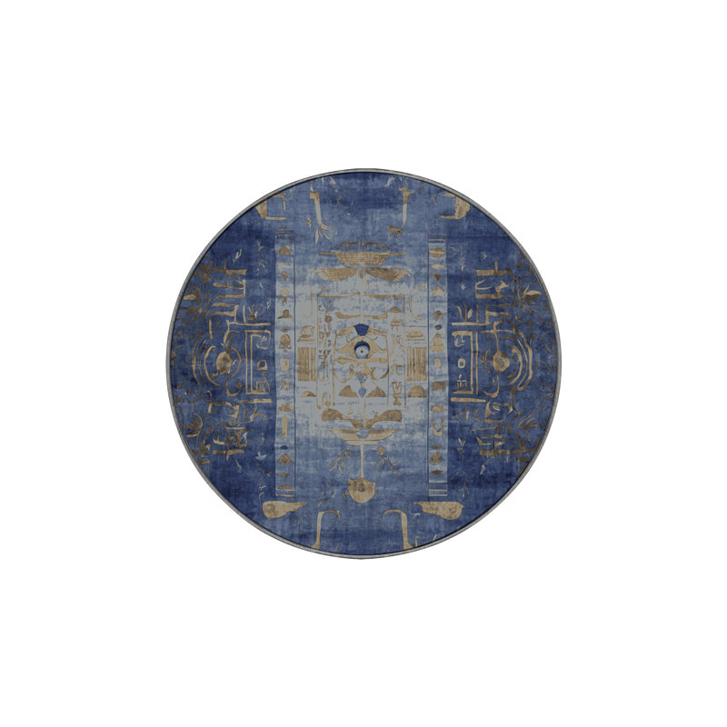 Tapis gris soyeux et moelleux, Rond 4 pi