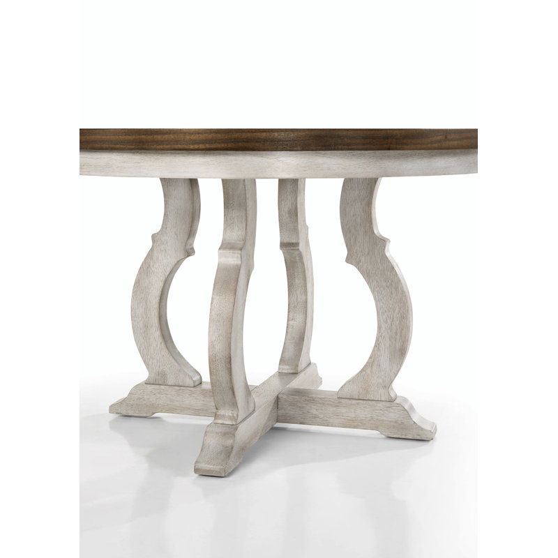 Cillin Round Dining Table, Walnut & Antique White Finish DN01805