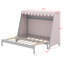 Lit House avec lit gigogne escamotable, auvent en tissu écossais rose, tablette de rangement et veilleuse-1572089606