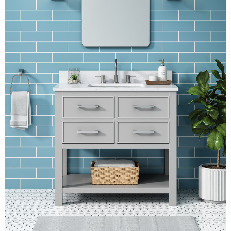 Brooks 37'' W Single Vanity, Nickel, Chilled Gray