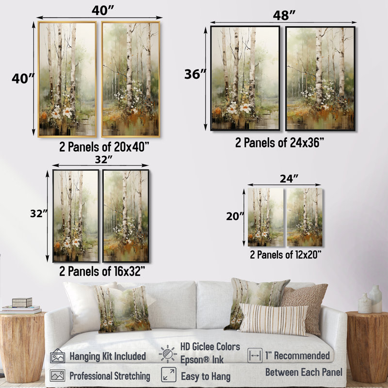 Minimalisme, forêt, bois II - ensemble d'art mural traditionnel de 2, Black, 36" H x 48" W, Impression encadrée flottante