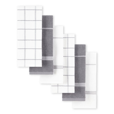 Ensemble de 6 serviettes de cuisine gaufrées Martha Stewart, lin, 16 po x 28 po
