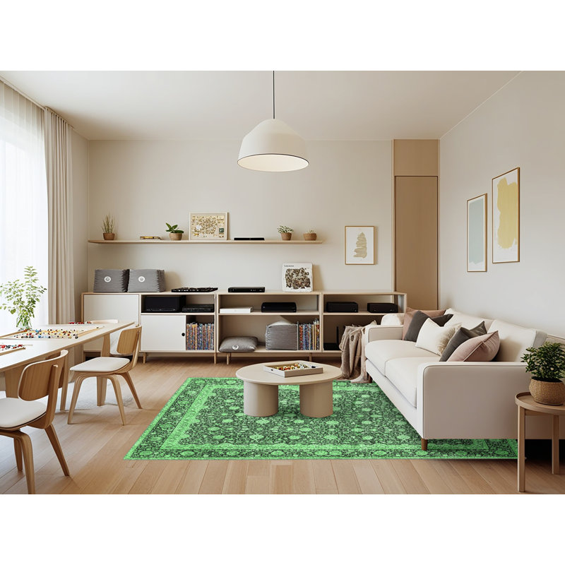 Maesynn Washable Oriental Indoor Rug, Rectangle 7' x 9'
