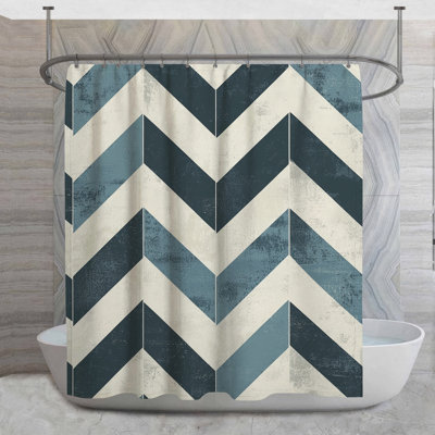 Chevron Pattern Shower Curtain -  Geometric Bathroom Decor Modern