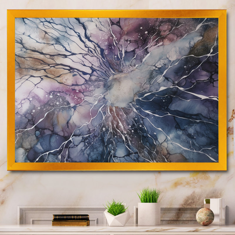 «Mauve et explorer la langue de la peinture II», reproduction, H 30 po x l 40 po x P 1,5 po, Cadre flottant doré
