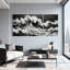 Abstrait noir et blanc, "Ocean Waves", ensemble de 3 reproductions d'art sur toile-1731982727