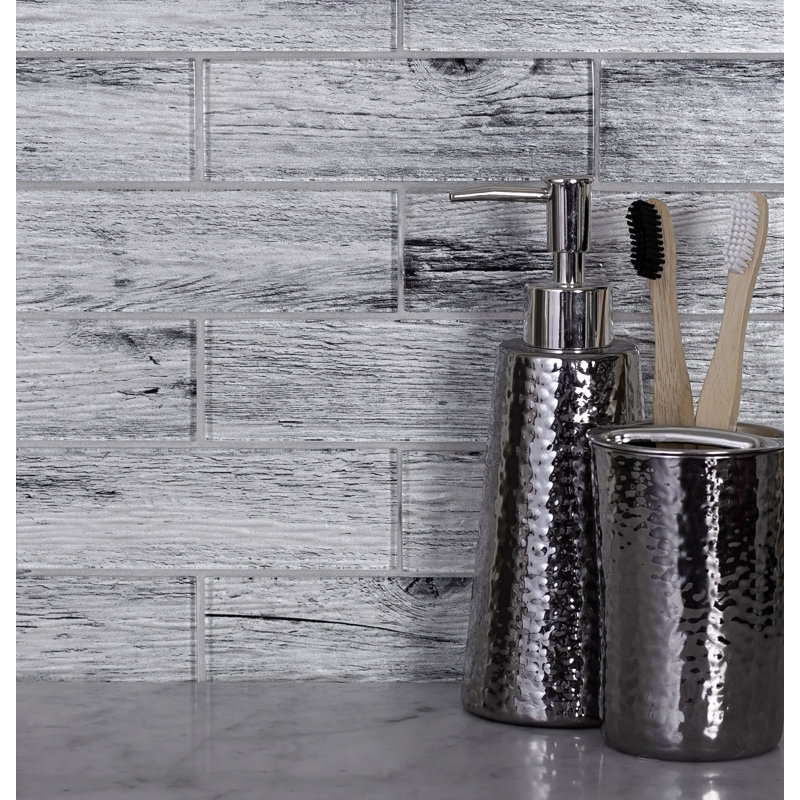 12" x 12" Glass Wood Look Mosaic Wall & Floor Tile