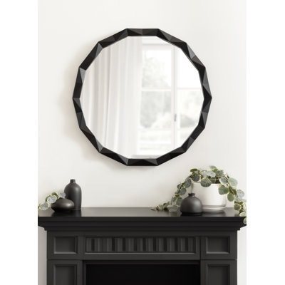 Pieced Wood Round Bathroom Mirror