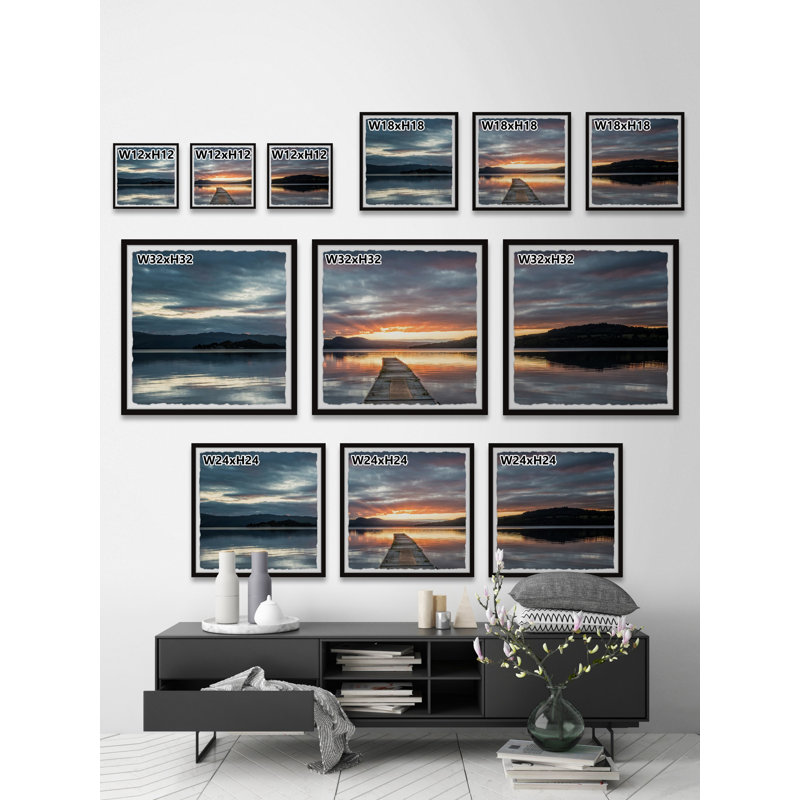Chasser ce triptyque coucher de soleil, H 18 po x l 18 po