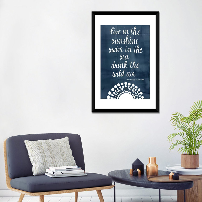 « sun quote i », art textuel sur toile, H 32 po x l 24 po x P 1 po, Papier d'art encadré noir, Blanc