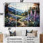 Blue Bonnets Mountain Landscape - Ensemble de décorations murales fleurs-107736813-107736811