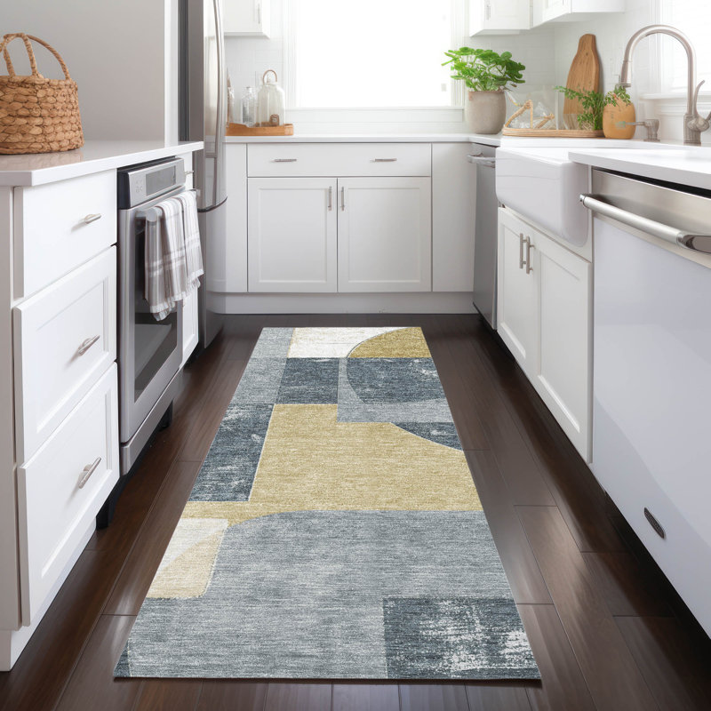 Tapis gris intérieur / extérieur lavable à la machine Cinead ACN1692, Tapis de couloir 2 pi 3 po x 7 pi 6 po