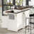 53.2" Two-Tier Farmhouse Kitchen Island with Power Outlet, 3 Drawers, Adjustable Shelves, 4 Door Racks & Rolling Base, Rustic Bar Cabinet Kitchen Storage Island-2069949467