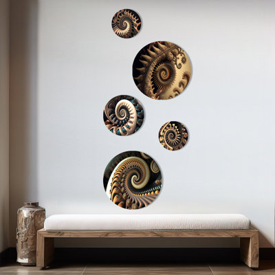 Golden Fractal Bliss I - Modern Geometric Metal Wall Décor