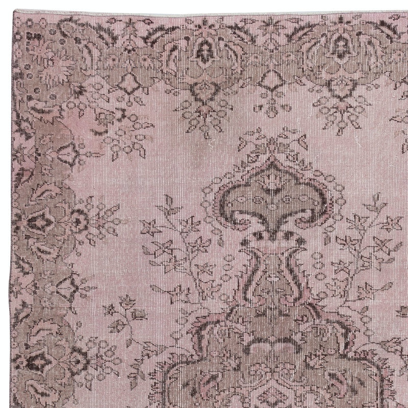 Tapis turc rose noué à la main 5,5 x 8,6 pi