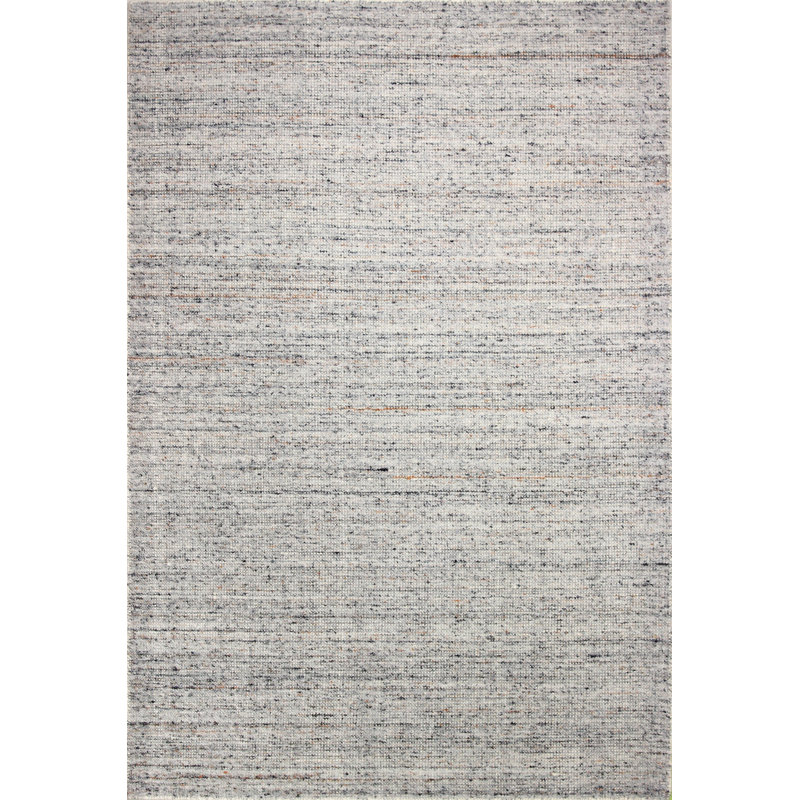 Tapis gris en laine noué à la main Thebes, Rectangle 5 pi x 7 pi 6 po