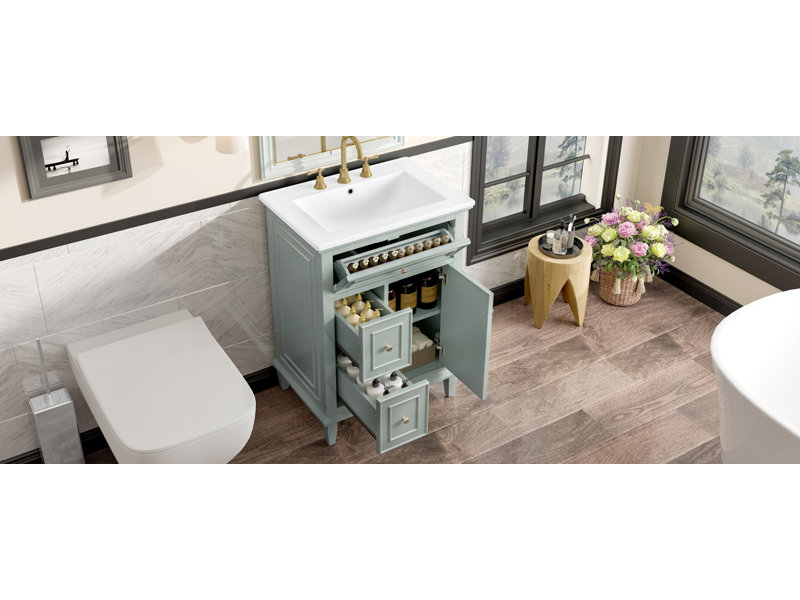 Meuble-lavabo 24 po avec lavabo, Vert