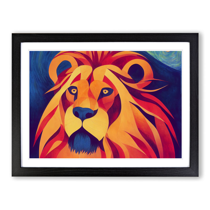 Brilliant Lion - Single Picture Frame Print, Black Framed, 46cm H x 64cm W x 2cm D