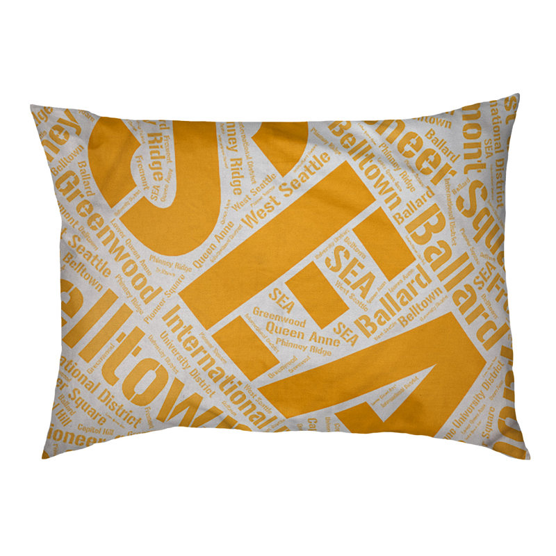 Coussin de chien « districts », Seattle, Moyen (H 9,5 po x l 28 po x P 18 po), Orange
