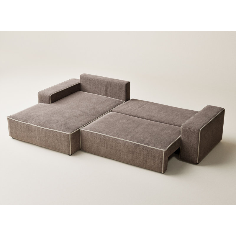 5 Seater Reclining Corner Sofa , Left Hand Facing, Brown/Beige PolyesterChenille