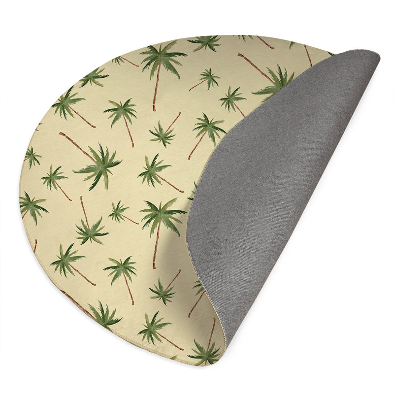 Summer Palms Outdoor Rug, Round 5'