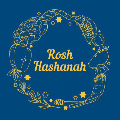 Jewish New Year Rosh Hashanah Frame by Alexandra Romanova - Wrapped Canvas Print