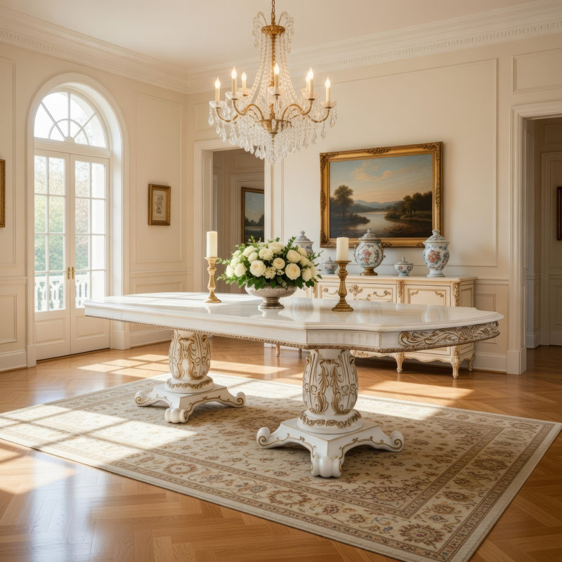 Foellers Extendable Dining Table, 48" W x 136" L