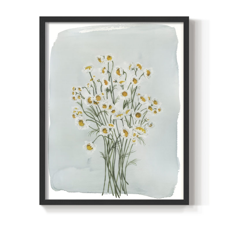 «Chamomile Bouquet II», reproduction encadrée - bois massif, H 21 po x l 17 po, Noir, noir, noir, noir