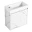 Étagère de salle de bain avec lavabo en résine et porte à fermeture silencieuse - Meuble-lavabo de rangement fonctionnel à fermeture silencieuse