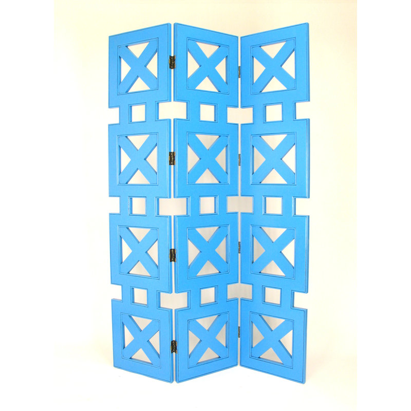 Cloison 3 panneaux pliables Audrinah, Turquoise