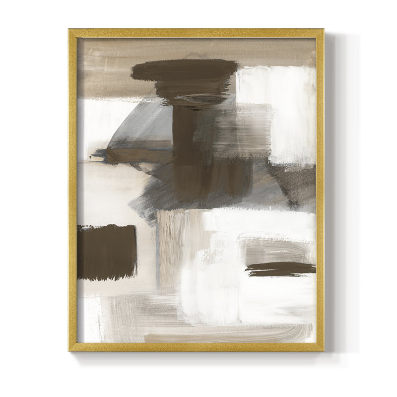 Navigating Neutrals Framed Print - Solid Wood, 21" H x 17" W, Gold