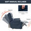 Fauteuil inclinable manuel bleu en similicuir pour le salon avec mécanisme de mouvement robuste, 8 nœuds vibrants et 3 modes de massage.