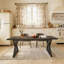 Farmhouse Dining Table, 71 Inch Wood Top, Metal Base-123406501-123406500