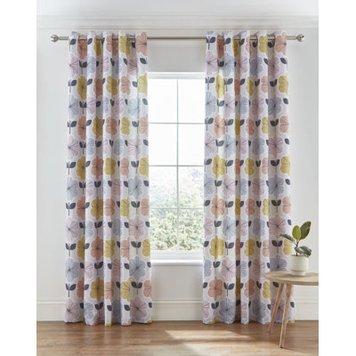 Retro Floral Easy Care Eyelet Curtains