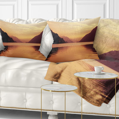Seascape Fantastic Swiss Lake at Sunset in Brienz Pillow