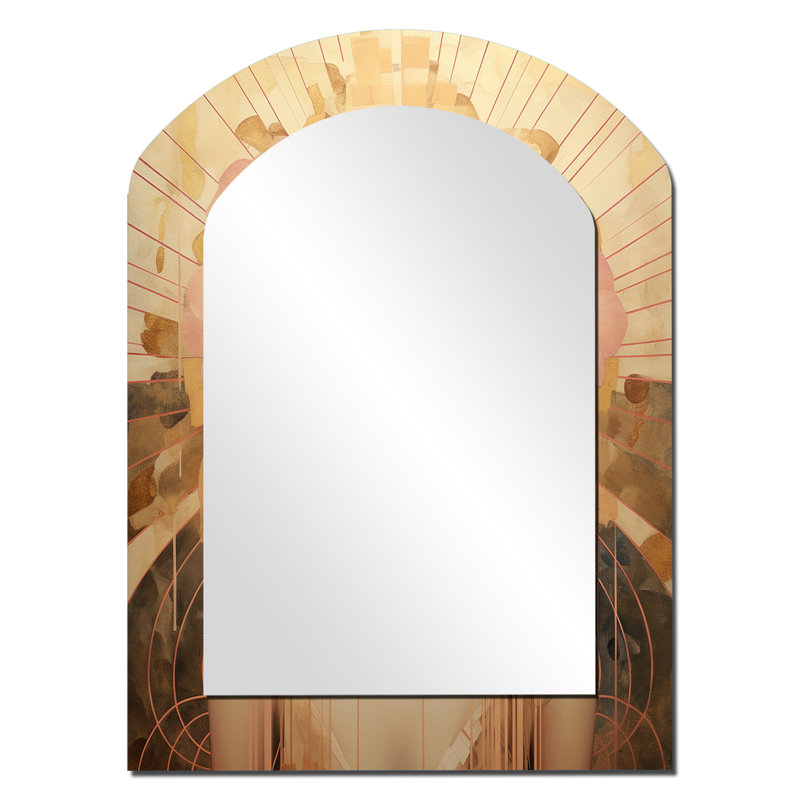 Pink Elegance Art Nouveau Glam Woman Portrait I - Fashion Woman Arch Unique Wall Mirror, Modern Asymmetrical Mirror, Printed Metal Art