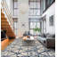 Shibori Hand Knotted Wool Area Rug in Blue/Ivory