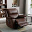 Fauteuil inclinable électrique en cuir véritable de qualité supérieure 38,2 po avec massage chauffant et poche latérale-1868359121